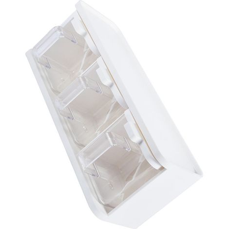 Boîte à épices de cuisine de style japonais, pot à épices ménager à trois compartiments, boîte à condiments avec cuillère, boîte en plastique pour essence de poulet, sel et sucre. (1/4)