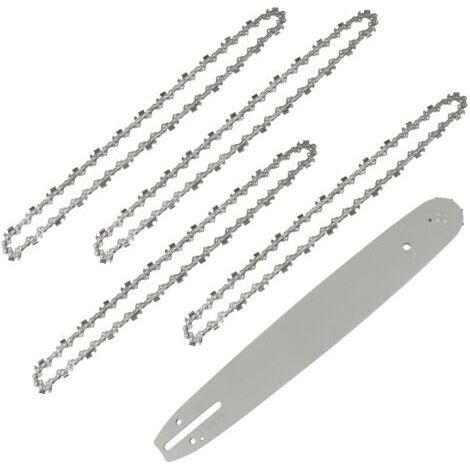 Guide et chaîne pour tronçonneuse 35 cm – 4 chaînes en acier au manganèse – 52 maillons entraîneurs – Pas 3/8' – Jauge 1,3 mm