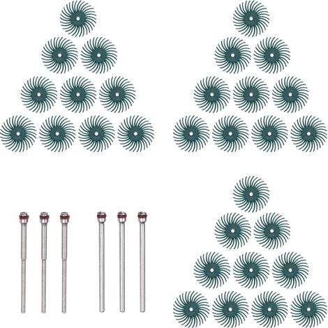 Juego de 30 discos de cerdas radiales de 1", cepillo abrasivo de grano 80 para detalles, ruedas de pulido surtidas con mandriles de 1/8" y 3/32" para pulir y limpiar, color verde