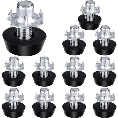 12 Sets of Adjustable Furniture Leveling Feet, Furniture Leveling Screws and T-Nuts for Chairs, Tables, and Furniture (M8) (1/5)