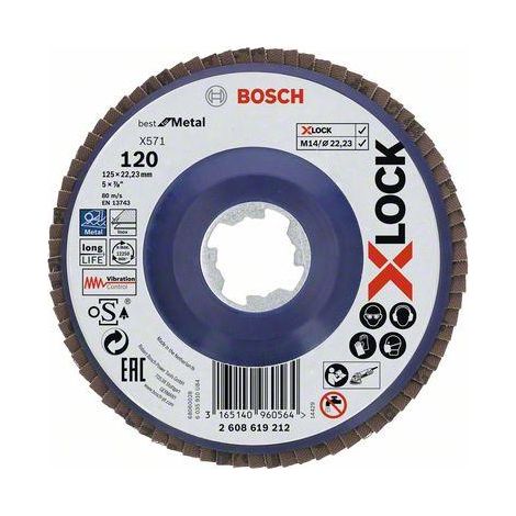 2608619212 - Dischi lamellari X-LOCK, versione dritta, piastra in plastica Ø125 mm, G 120, X571, Best for Metal, 1 pz. D