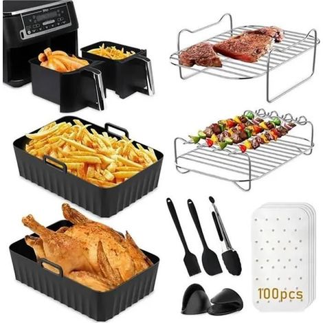 FOLAYA Air Fryer Accessoires - 20cm, Moule Air Fryer Pour 8L Friteuse à Air Double Zone, Moule a Gateau (1/4)