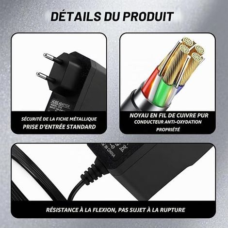 Adaptateur Secteur 12V 1A Universel Alimentation AC/DC 100-240V 50/60Hz, Chargeur avec Prise Jack 5.5x2.1mm pour LED, Caméra, Routeur, TV Box et Autres Appareils Électroniques (1,5M) (1/3)
