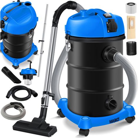 MASKO® 6IN1 Industriestaubsauger Staubsauger Nass Trocken Sauger Aschesauger 2300W + Steckdose Blasfunktion Trocken-Saugen & Nass-Saugen Blau (1/5)