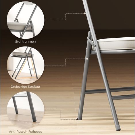 MEUBLIV 4 gepolsterte Klappstühle in Creme mit Stahlgestell, montagefrei (1/5)