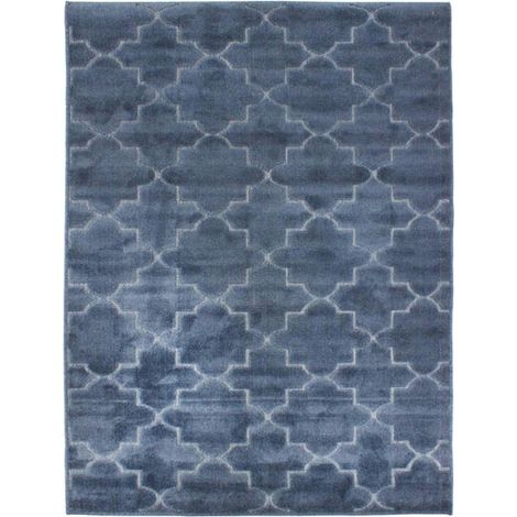 Tapis persan bleu à motifs arabesques 133x180cm – 100% polypropylène – Épaisseur 10mm – Entretien facile – Thedecofactory (1/6)