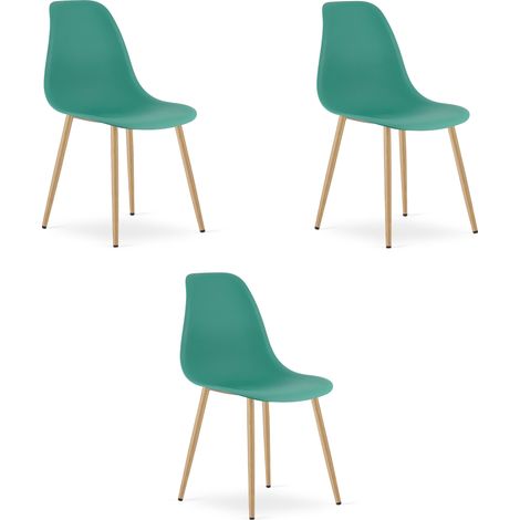 Chaise - Leobert - Wat - Vert/Pieds Naturels - 46 X 51 X 84 Cm - Lot De 3 (1/5)