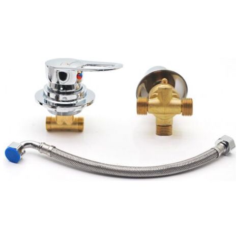 Full copper thread split 3 functions inverter shower room two-piece mixer tap ceramic cartridge faucet mixer hot and cold water faucet chrome brass (1/4)