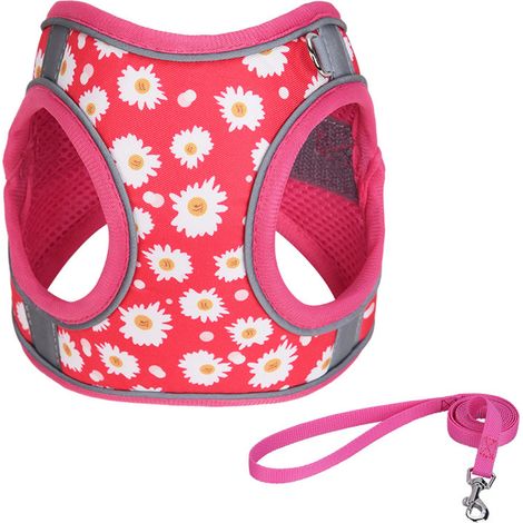 1 harnais de poitrine, rose rouge, pour chiots et chats de petite à moyenne taille, dimensions 17 x 10 x 1,8 cm, usage en promenade (1/5)