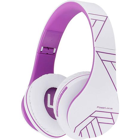 Cuffie wireless PowerLocus bianche e viola con Bluetooth/microSD/FM (1/5)
