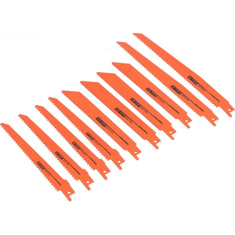 Set mit 10 HSS-Säbelsägeblättern, zum Schneiden von Metall, Holz und Kunststoff, orangefarbenes Werkzeug (1/5)