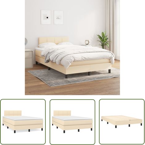 The Living Store Boxspringbett mit Matratze Creme 120x200 cm Stoff - Boxspringbett - Doppelbett - Cremefarbenes Bett - Bettrahmen - Matratze (1/5)