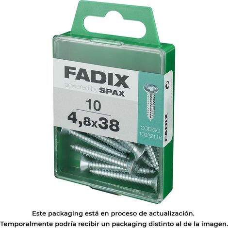 Caja de 10 unidades de tornillo de rosca chapa con cabeza plana en cinc 4,8x38mm Fadix (1/3)