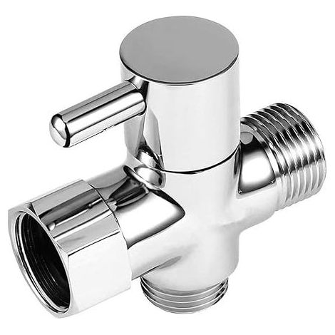 Vanne d'adaptation 3 voies G1/2" avec vanne à boisseau sphérique, dérivation 3 voies en laiton chromé pour douche de salle de bain, composant système douche à main (1/5)