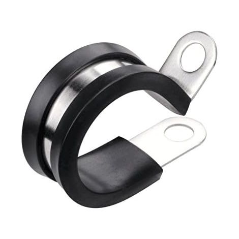 Abrazadera de cable de acero inoxidable de 100 piezas de 3/4 de pulgada, abrazadera con aislamiento de goma, abrazadera de metal, soporte de tubería para instalación de cables, tubos o alambres (1/5)