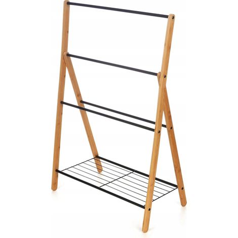 Kipit Zen Bagno porta-asciugamani in bambù nero naturale 37x60x90