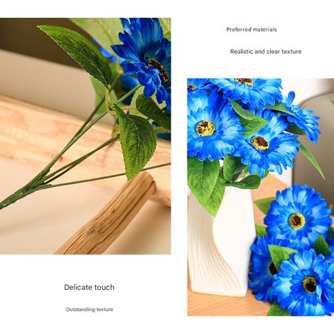 2 pièces avec 10 tournesols décoration intérieure chacune, 33 cm, convient aux plantes en pot dans les chambres d'hôtel, artificiels (1/2)