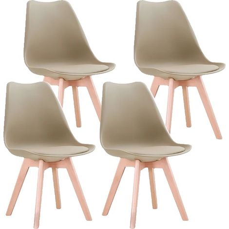 Sillas de comedor, diseño moderno, asientos cómodos, color beige. (1/2)