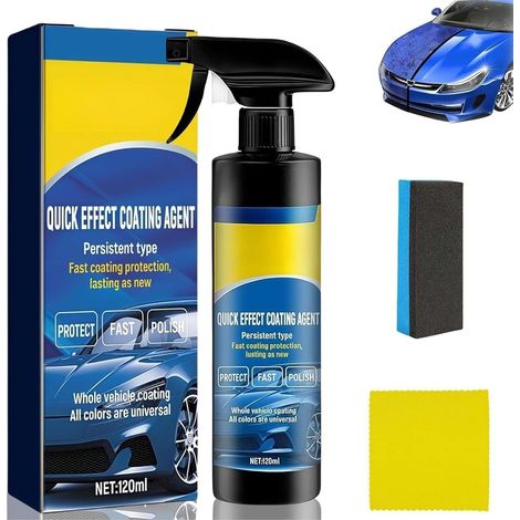 Spray Céramique à Effet Rapide pour Voiture – Protection Hydrophobe Anti-Rayures, Brillance Miroir Longue Durée, avec Chiffon Microfibre et Éponge (1 PC) (1/5)