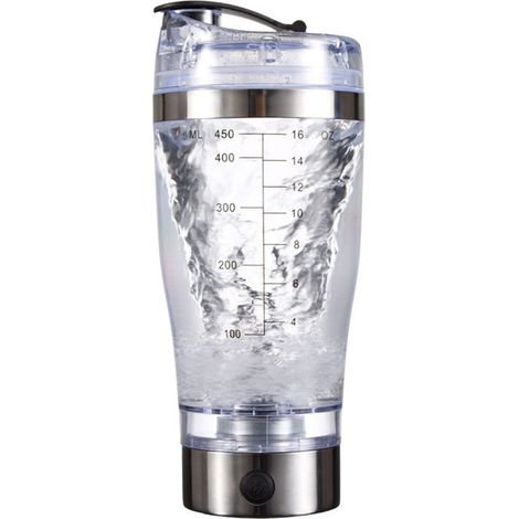 1 tasse isotherme électrique, mélangeur intégré, 450 ml, double paroi, pour shakes protéinés et boissons chaudes/froides (1/5)