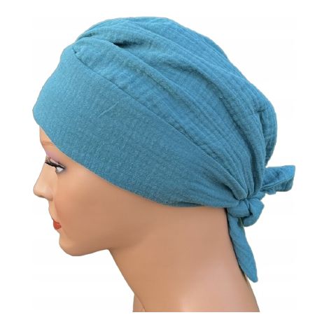 Foulard da donna Tess 005, turbante in mussola, adatto anche dopo la chemioterapia. (1/5)