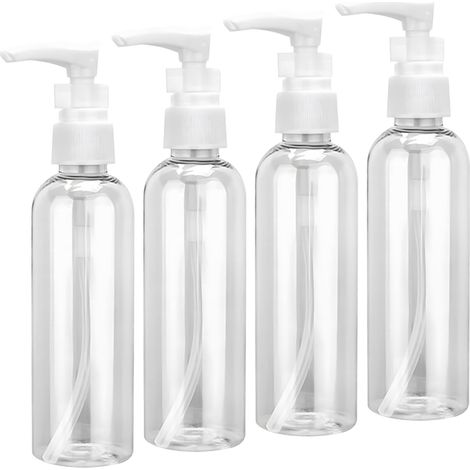 Bouteilles à Pompe Transparentes 100ml, Flacons de Voyage Réutilisables en Plastique, Distributeur de Lotion pour Shampooing, Crème, Cosmétiques et Soins Quotidiens (1/5)