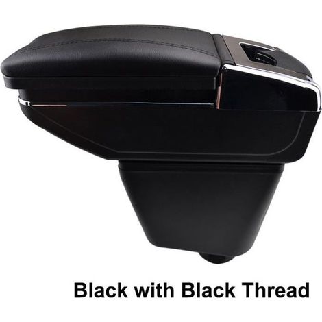 Accoudoir De Console Centrale En Cuir Noir avec couvercle glissé Spécifique pour Renault Captur 2013-2017(avec coutures noires)-Ywey (1/4)