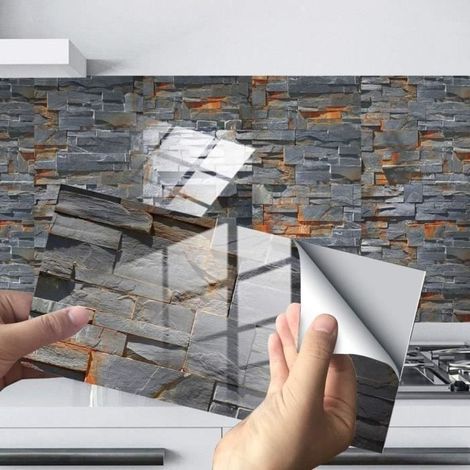 Carrelage Mural Autocollant - Décoratif - 24pcs - PVC - Étanche - Rectangulaire (1/4)