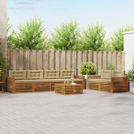 vidaXL Outdoor-Sofagarnitur mit Kissen 7 pcs Natur und Beige (1/5)