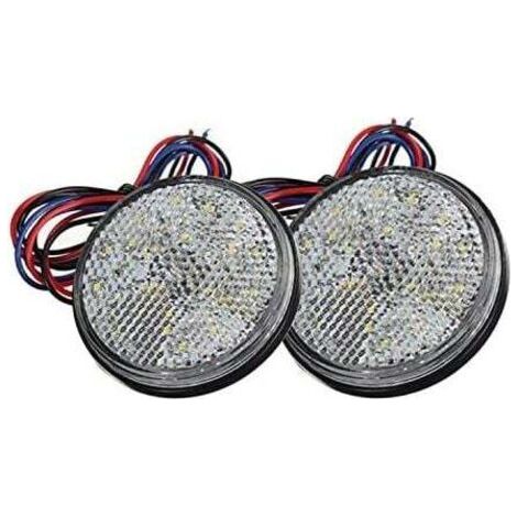 Feux de Remorque LED, 12V Feu Arriere pour Remorque 2PCS remorque Voiture Feu de Freinage Réflecteur Rond LED Feu de Gabarit LED pour Camion de Moto Automobile (Blanc)