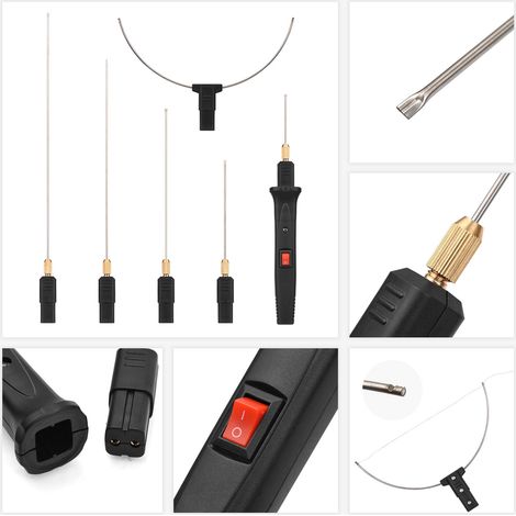 Kit de découpe de mousse électrique portatif 24 W avec 5 embouts droits et 1 embout arqué, température réglable, stylo de découpe portable pour mousse, outil de découpe et de gravure de polystyrène à (1/2)