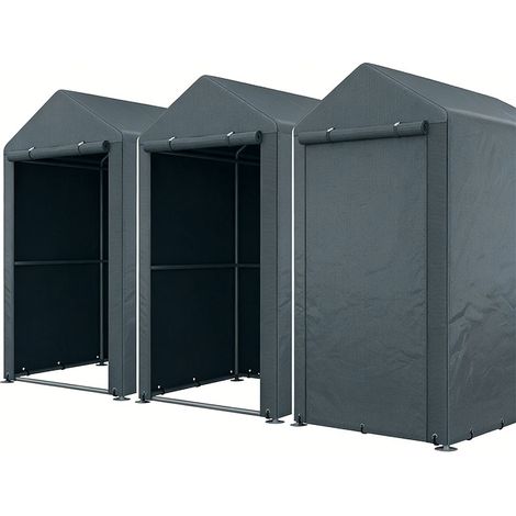 3er-Set  garagenzelt, 1,6 x 2,18 x 1,72 m Lagerzelt mit UV-Schutz, Reißverschlusstür, Wasserabweisend Foliengarage für Gartengeräte