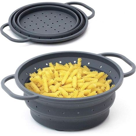 Passoire pliable résistante à la chaleur, diamètre 26 cm – Passoire pliable, rétractable, peu encombrante, passoire, passoire à pâtes, insert vapeur pour cuisine et camping en silicone (1/4)