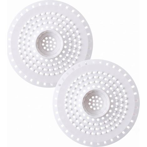 Attrape Cheveux Douche Silicone 2 Pièces, Filtre Anti-Bouchage Rond Blanc (1/5)