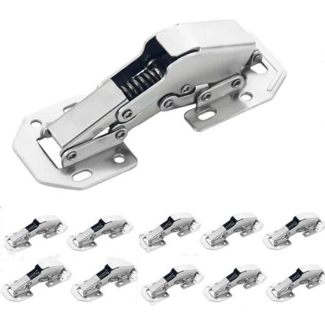 Scharniere mit Soft-Close-Funktion für Küchenschranktüren (8 Schrauben inklusive) – unsichtbar – 10er-Pack, 10 cm, silber (1/4)