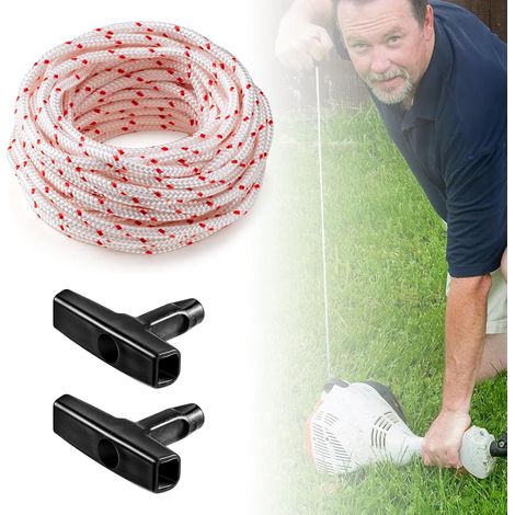 Câble de traction électrique de 10 m pour tondeuse à gazon, avec 2 poignées de démarrage, pièces de rechange pour tondeuse à gazon, araignée, démarreur de 3,5 mm, corde de démarrage, câble Bowden (1/5)
