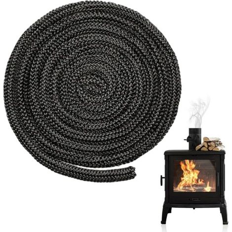 Joint haute température en fibre de verre 8mm x 4m – Étanchéité jusqu'à 600 °C – Pour poêles à bois et cheminées