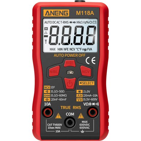 Multimètre numérique auto-plage M118A, haute précision TRMS 6000 comptages, mesure de tension, courant, ohm, capacité, diode, tester polyvalent (1/5)
