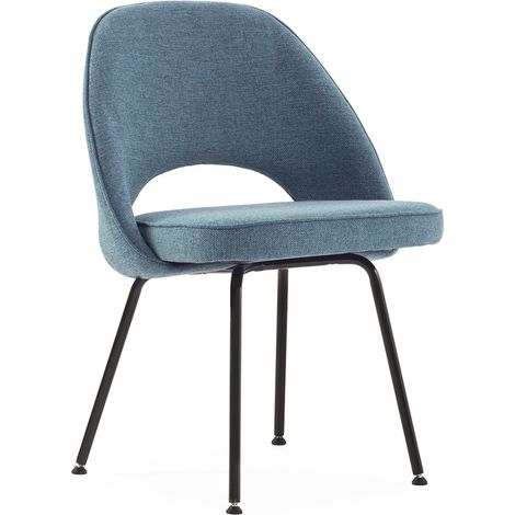Chaise bleue en tissu au piètement noir - Noir et bleu (1/5)
