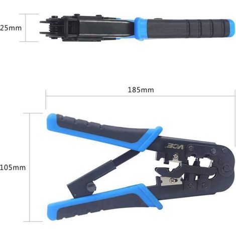 Pince À Sertir RJ45 - Pour Câbles Cat7 Cat6 Cat5e Et Rj11 - Corps En Acier - Poignées Ergonomiques - 1 Pièce (1/5)