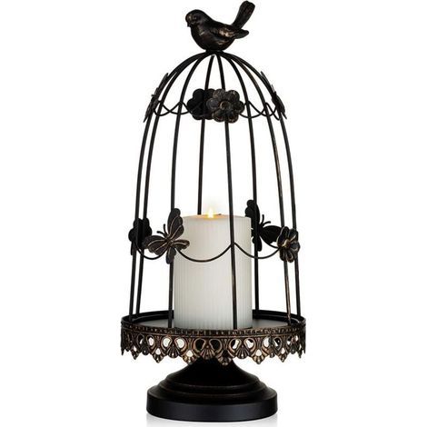 Bougeoir décoratif en forme de cage à oiseaux, idéal pour une décoration antique, parfait pour les pots de fleurs, les bougies, les fleurs, les guirlandes pour les fêtes, les mariages, les centres de (1/5)
