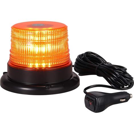 Gyrophare Orange 40 LEDs Girophare LED Vehicule 40W 12/24V Clignotant Magnétique d'Urgence Avertissement Strobe ON/OFF, 7 Modes Flash IP67 Lumière Balise Ambre avec 5M Allume-Cigare (1/5)