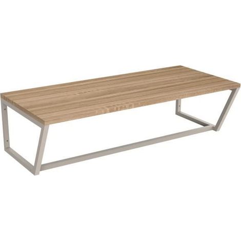 Etagère murale Ludwig - Métal beige et effet chêne - 80x36x22cm - BOX & BEYOND (1/3)