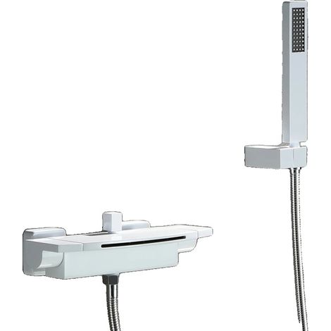 Badewannenarmatur, elektroplattierte Oberfläche, Einzelhalter mit dualer Steuerung, zeitgemäßes Design, Weißer Anzug (1/2)