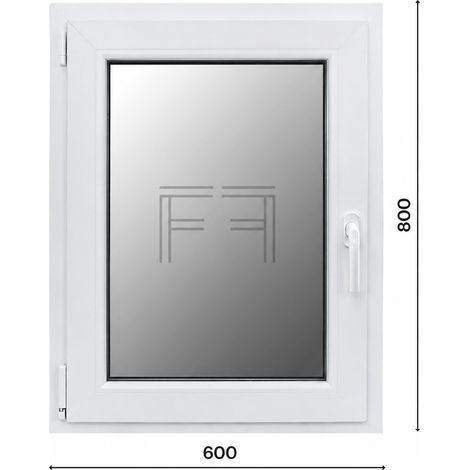 Fintex-finestra in PVC bianco singola anta 600x800 apertura a sinistra, doppio vetro, PROFILO A L (1/3)