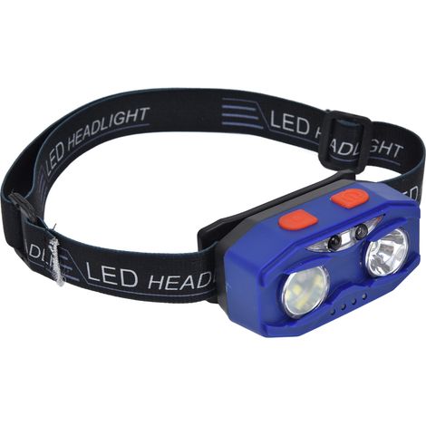 LED-Stirnlampe mit intelligentem Schalter, Wischgesten-Induktion, USB-Ladefunktion, wasserdicht, zwei Lichtquellen, verstellbarem Kopfband (1/5)