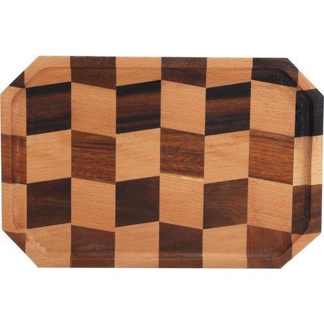 Plateau de Service en Bois, Plateaux rectangulaires à Motif de Grille, Plateau de Service, Plateau en Bois, Plateau à Fromage pour café, thé, Fruits, Pot de Fleurs(30 20) (1/5)