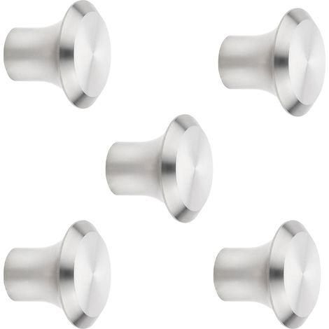 5 Stück Möbelknöpfe DERRY Ø 20 mm Höhe 16 mm Edelstahl gebürstet Küchenknopf Edelstahlgriff