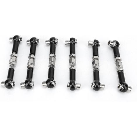 6-teiliges Set verstellbarer Servo-Verbindungsstangen für RC-Cars im Maßstab 1:10, Buggys und Tourenwagen (47 mm), Zubehör, schwarz (1/5)