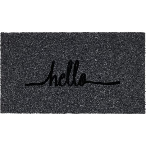 Paillasson extérieur et intérieur - 45 x 75 cm gris Hello (1/4)